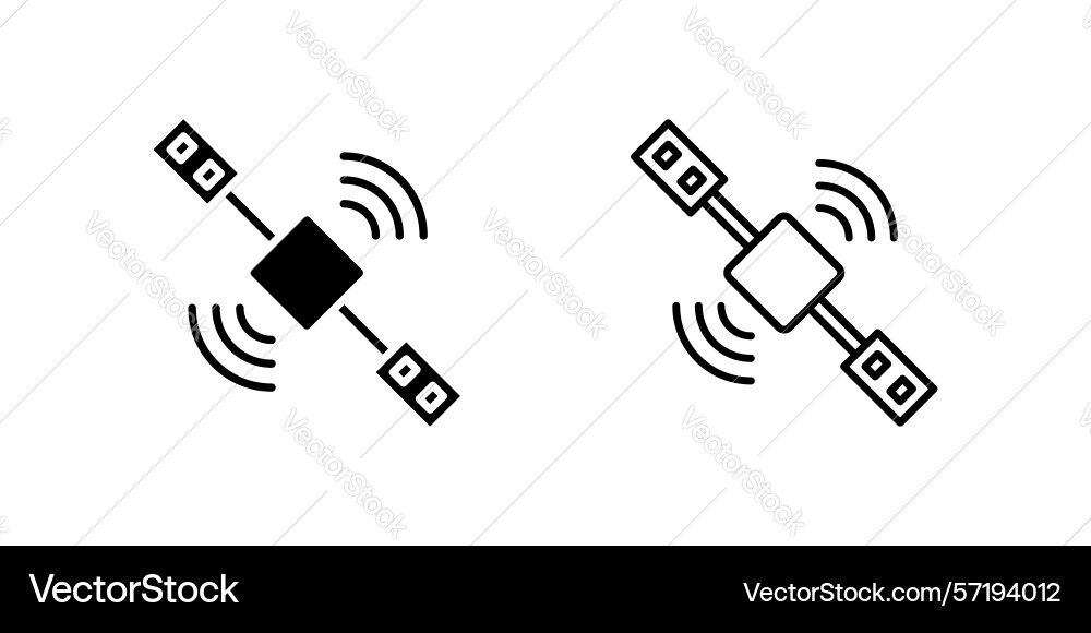 Satellite icon set showing orbiting device vector image