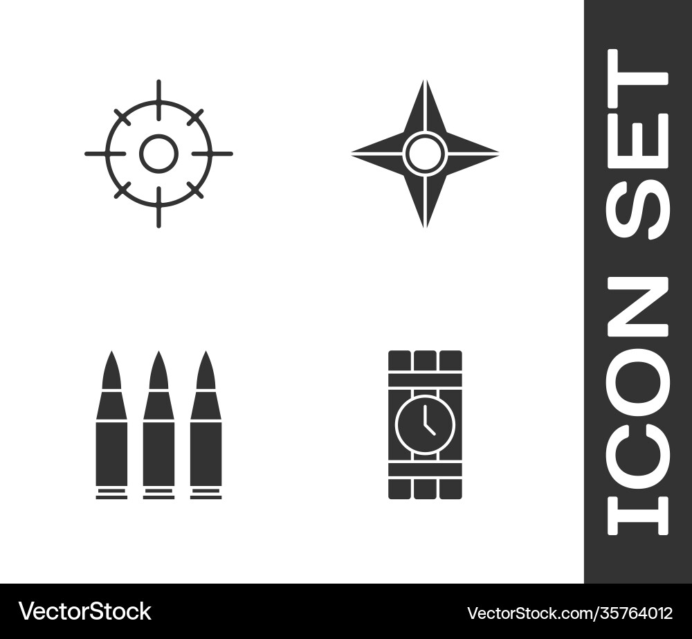 Set dynamite and timer clock target sport bullet Vector Image
