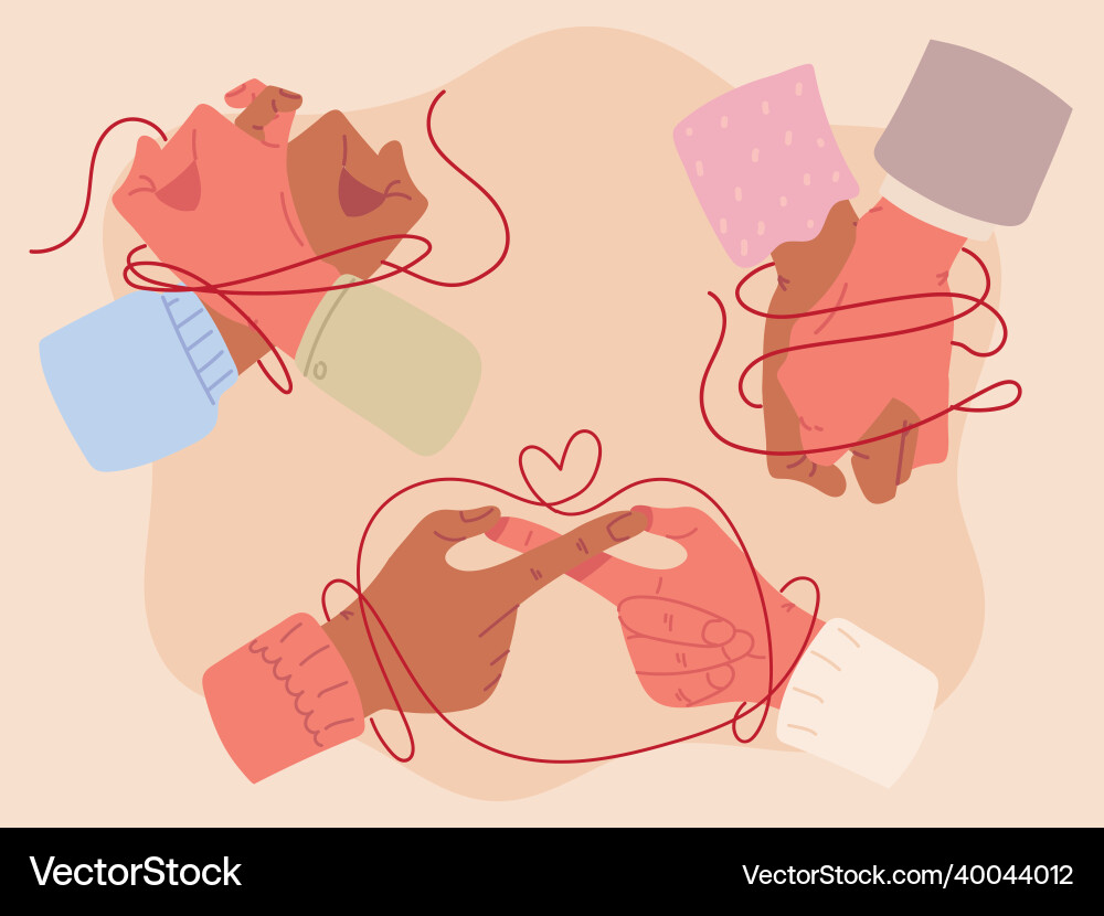 Set red string of destiny vector image
