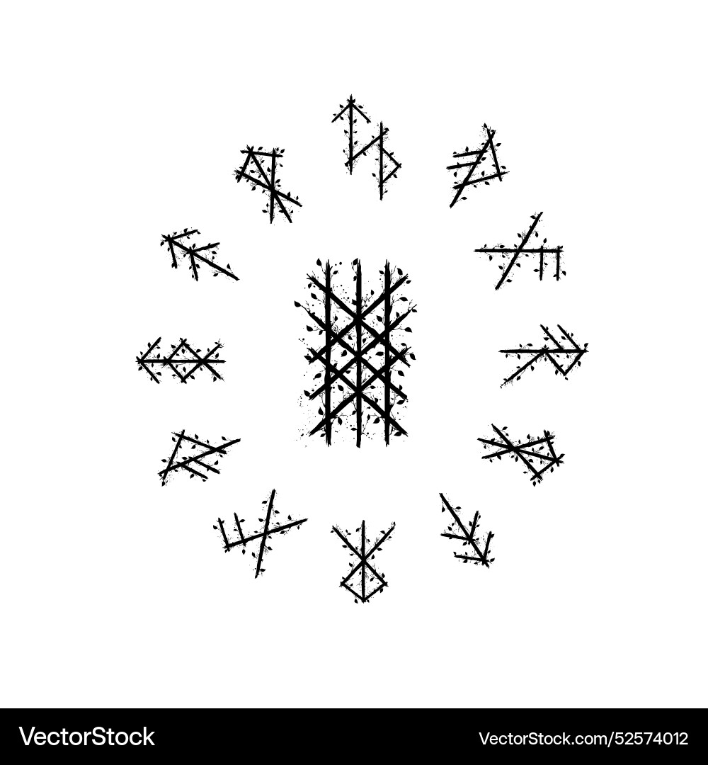 Tree black branch bind runes circle Vector Image