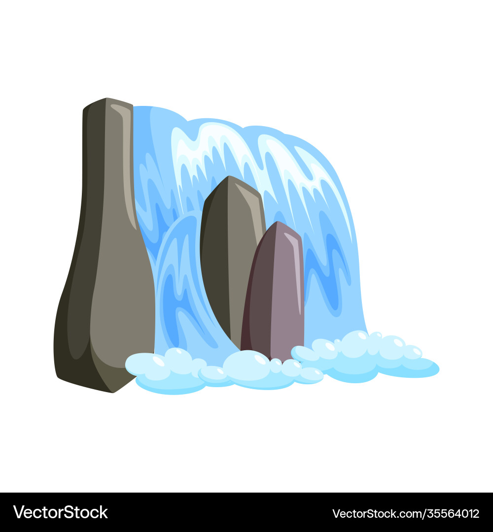 Waterfall cascade in splashing down with foam Waterfall cascade in splashing down with foam vector image