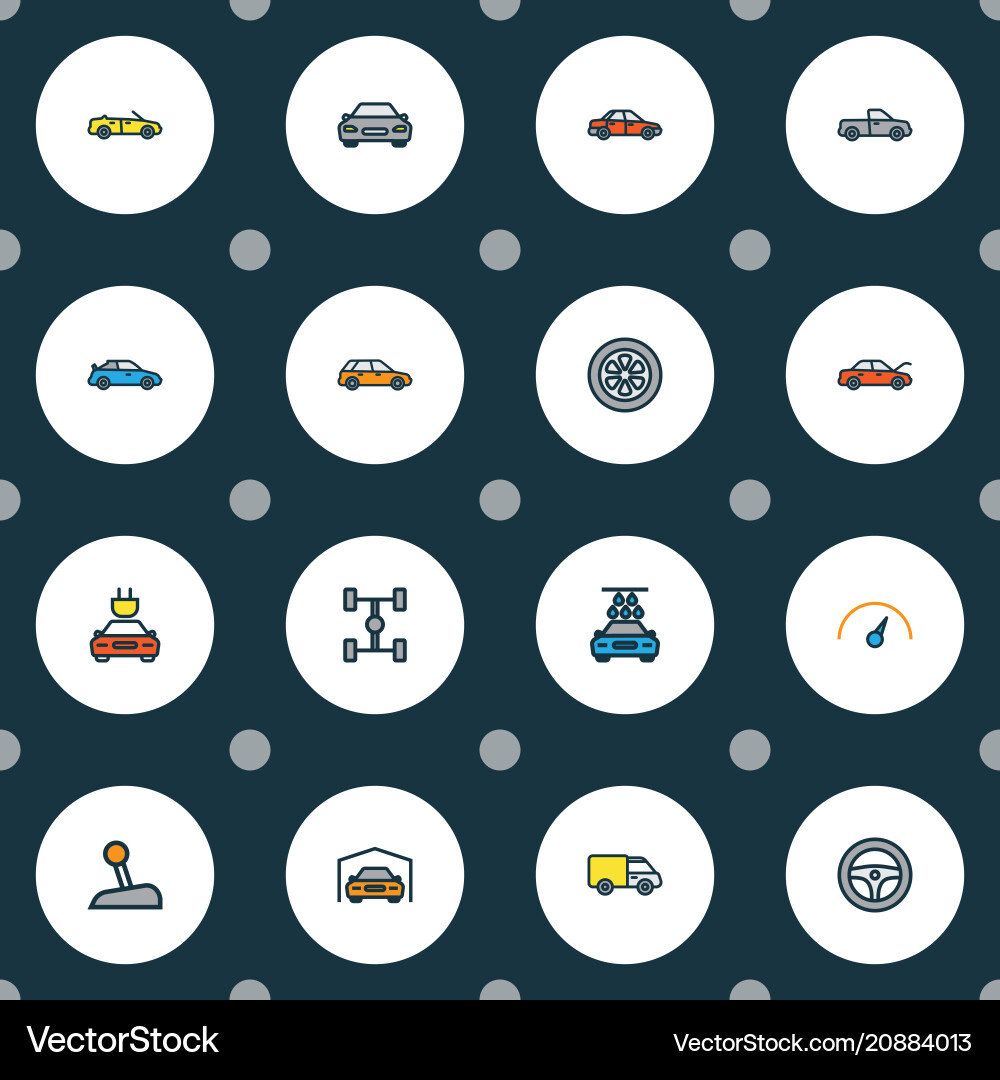 Auto Icons farbige Linie mit Getriebe Sport Auto Icons farbige Linie mit Getriebe Sport vektorbild