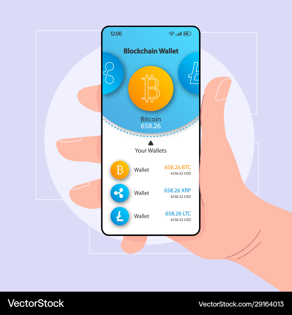 Blockchain Wallet App Interface vector image