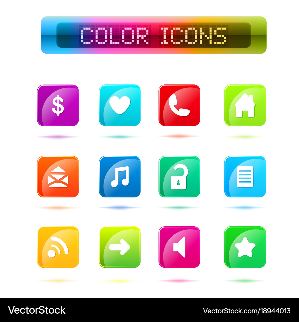 Buttons icon set web symbol vector image