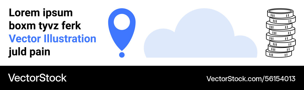 Cloud pin location marker and coin stack Cloud pin location marker and coin stack vector image