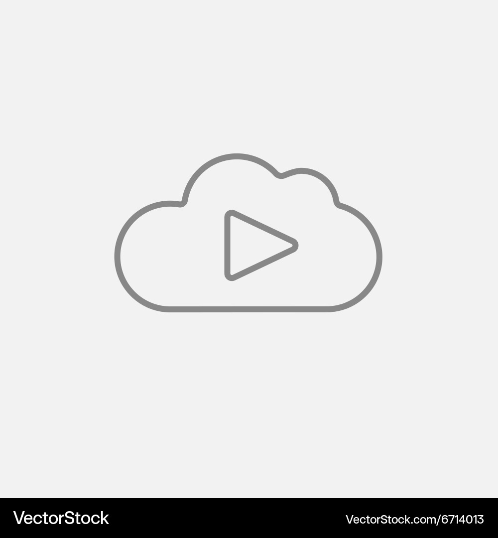 Cloud with play button line icon vector image