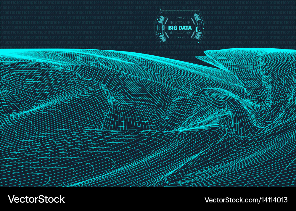 Computer generated binary code landscape on black Vector Image
