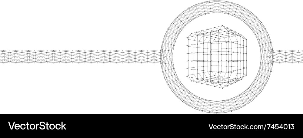 Cube of lines and dots molecular lattice vector image