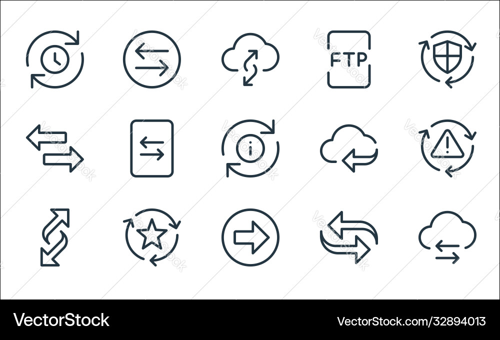 Data transfer line icons linear set quality Data transfer line icons linear set quality vector image
