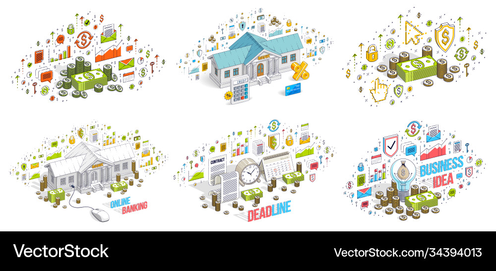 Different finance concepts 3d set isolated Different finance concepts 3d set isolated vector image