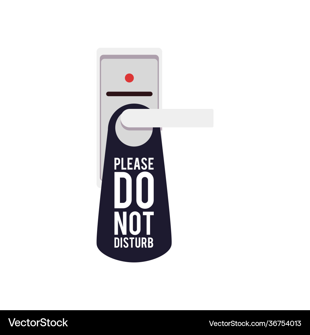 Door handle with lock and do not disturb tag flat vector image