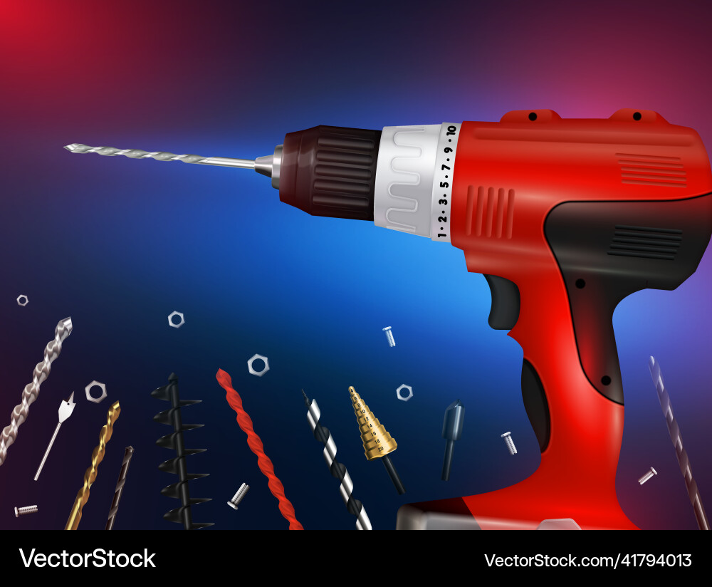 Drilling machine realistic gradient background Drilling machine realistic gradient background Vector Image