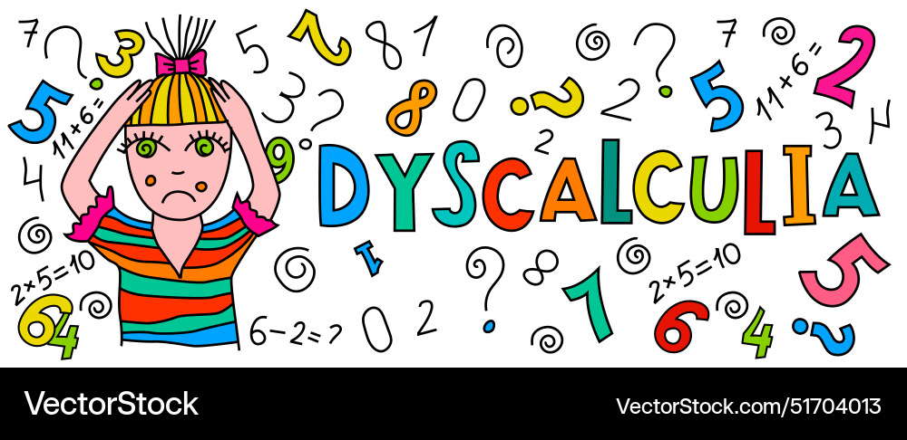 Dyscalculia concept math disability banner Dyscalculia concept math disability banner vector image