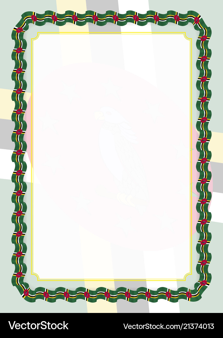 Frame and border of ribbon with dominica flag vector image