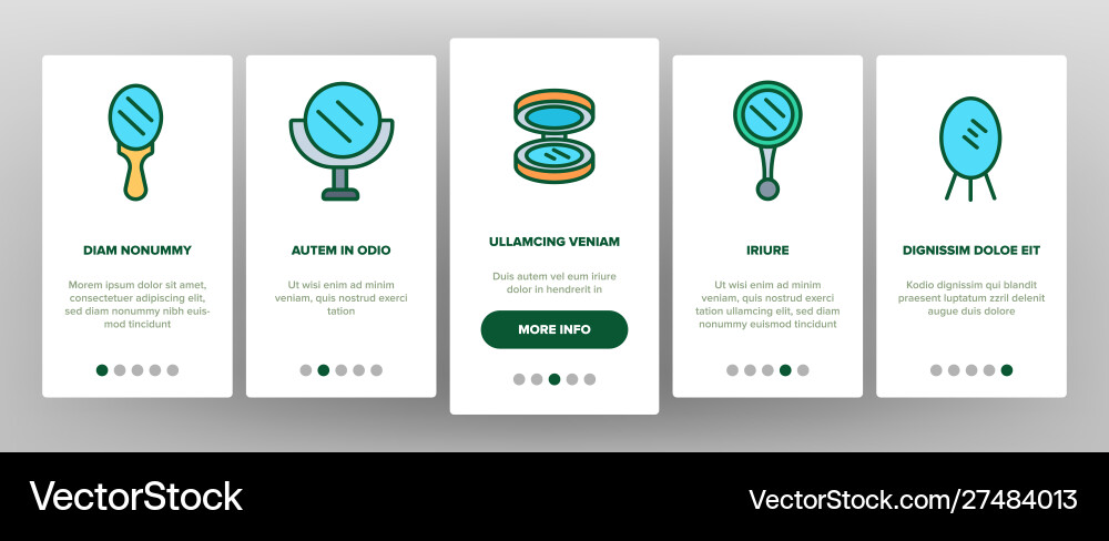 Mirror different form onboarding icons set Mirror different form onboarding icons set Vector Image