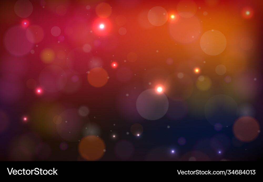 Multicolored blurry bokeh on a red background Multicolored blurry bokeh on a red background Vector Image