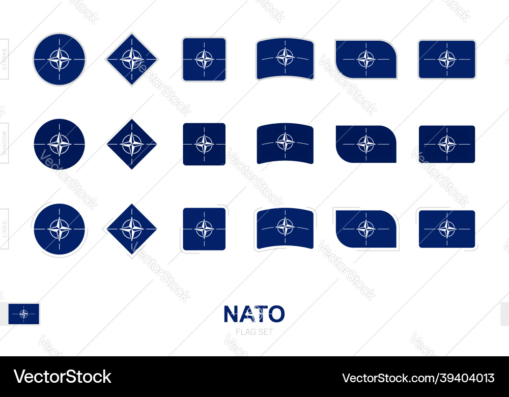 Nato flag set simple flags of with three Vector Image