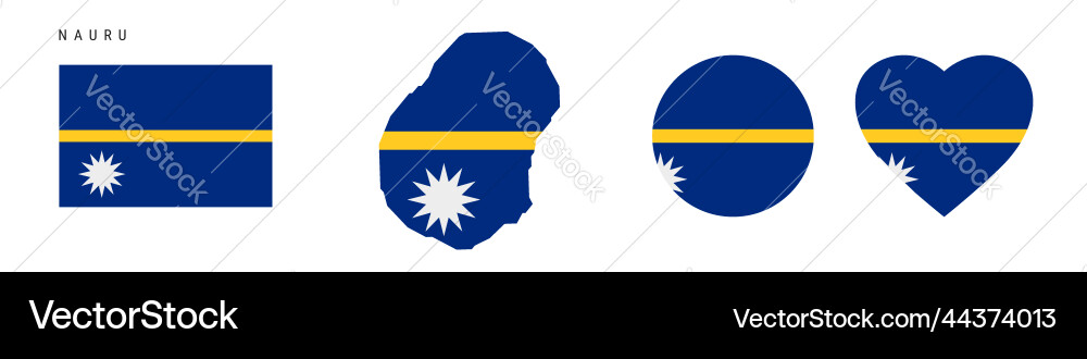 Nauru flag in different shapes icon set flat Nauru flag in different shapes icon set flat Vector Image