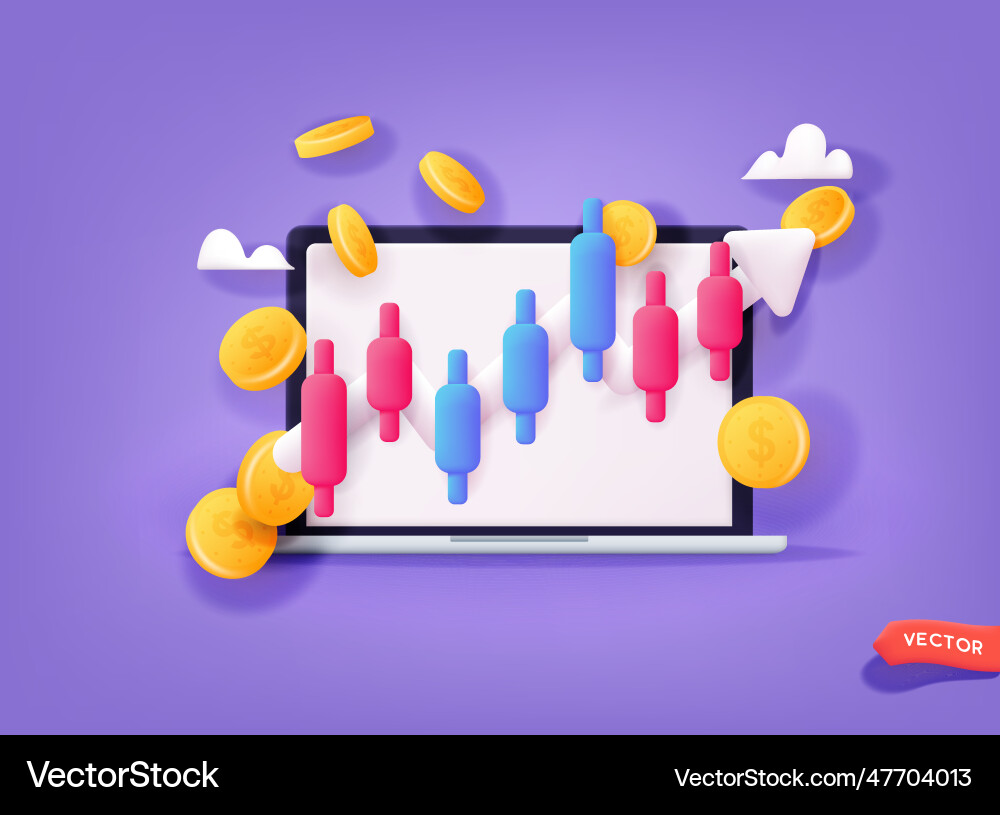 Online trading with computer technical analysis Online trading with computer technical analysis vector image