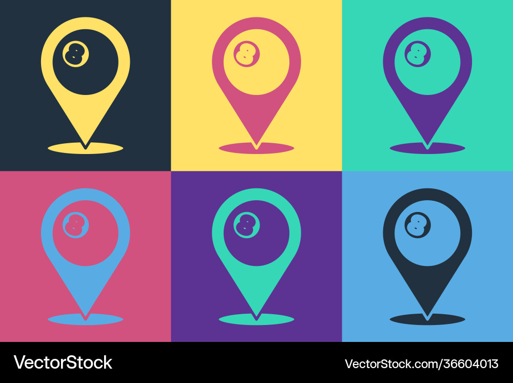 Pop art map pointer with billiard pool snooker Pop art map pointer with billiard pool snooker vector image