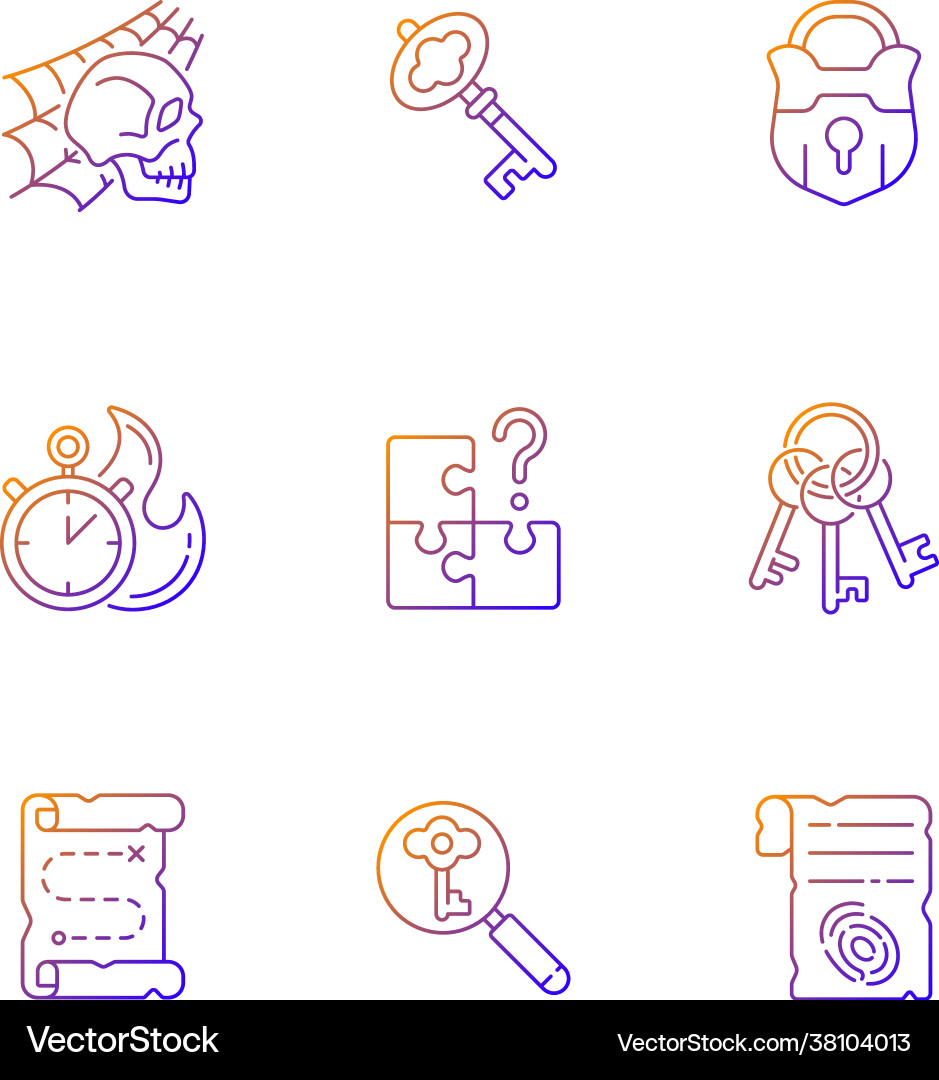 Quest gradient linear icons set Quest gradient linear icons set vector image