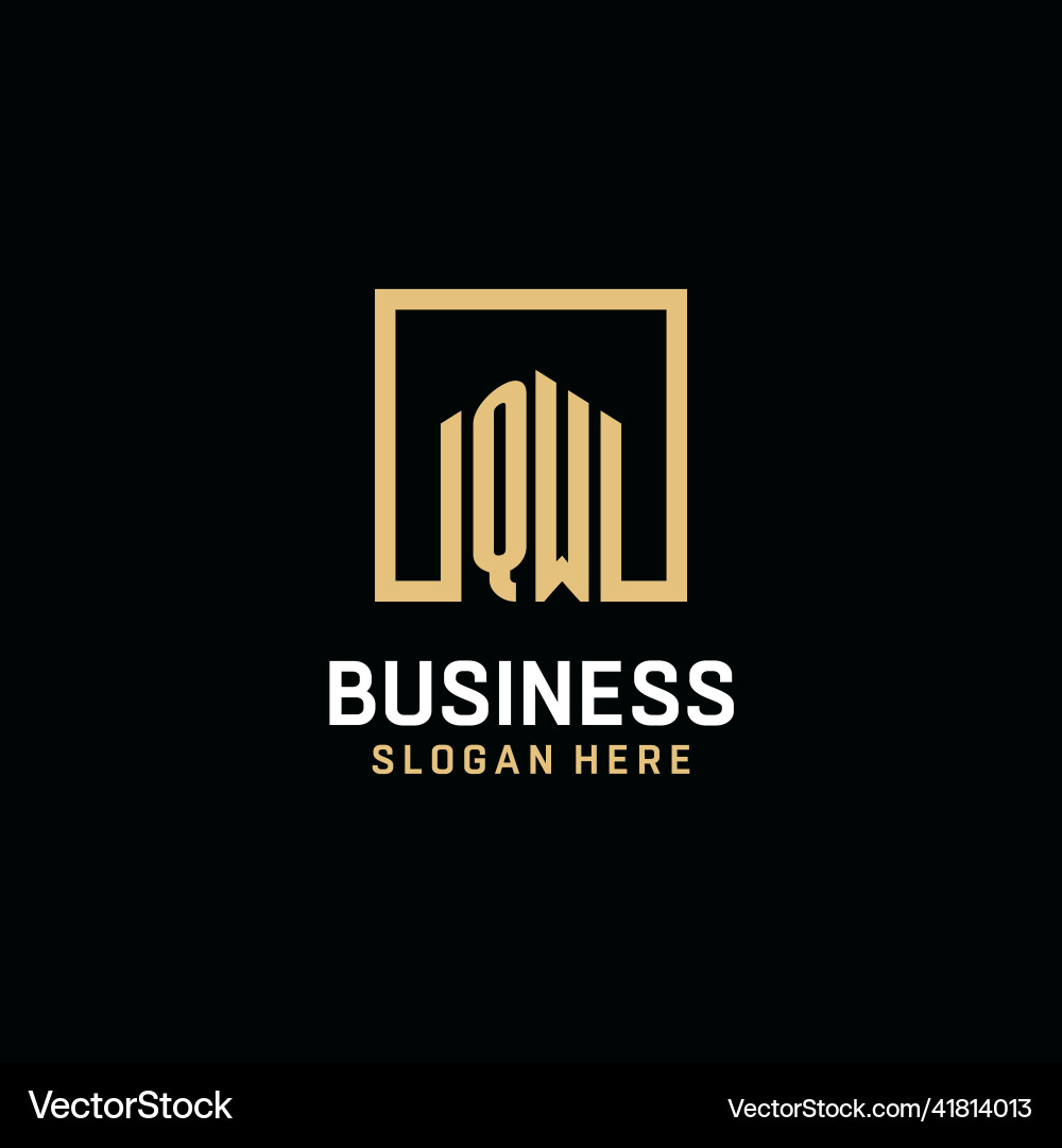 Qw initial monogram logo design with square shape Vector Image