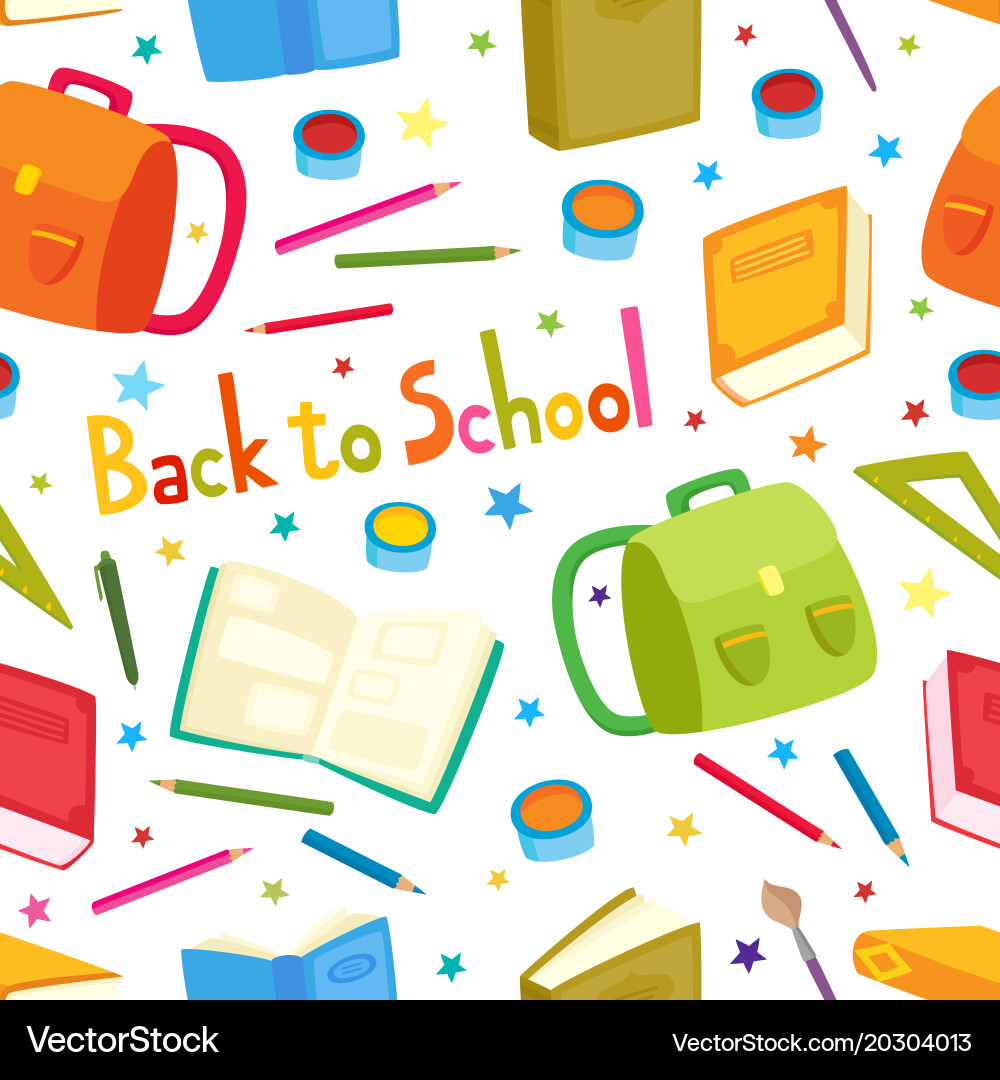 Seamless pattern with school elements vector image