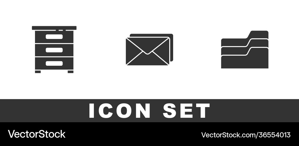 Set drawer with documents envelope and document Set drawer with documents envelope and document vector image