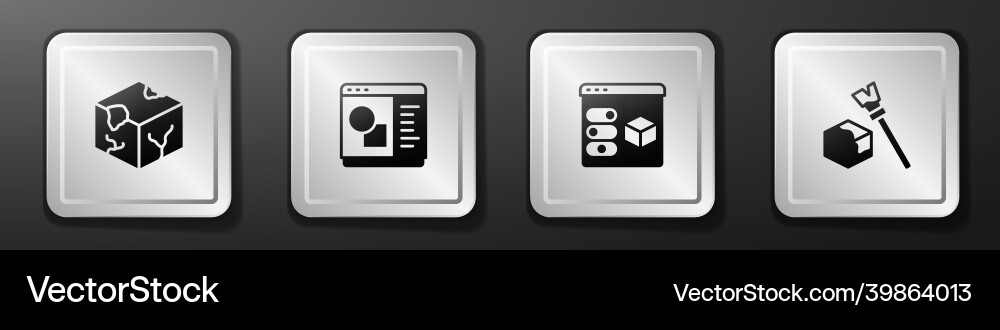 Set isometric cube 3d printer software and icon Set isometric cube 3d printer software and icon vector image