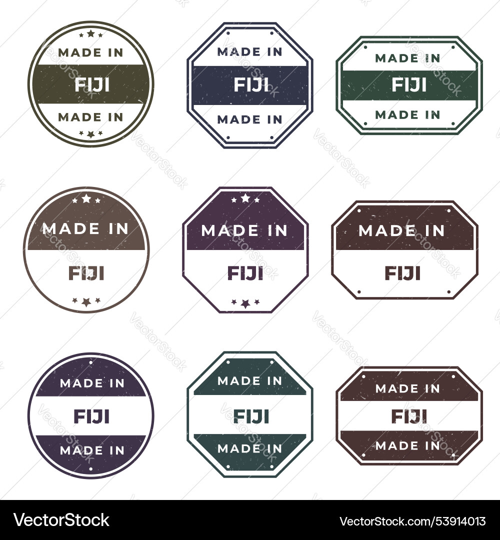 Set of made in fiji labels ready to use Vector Image