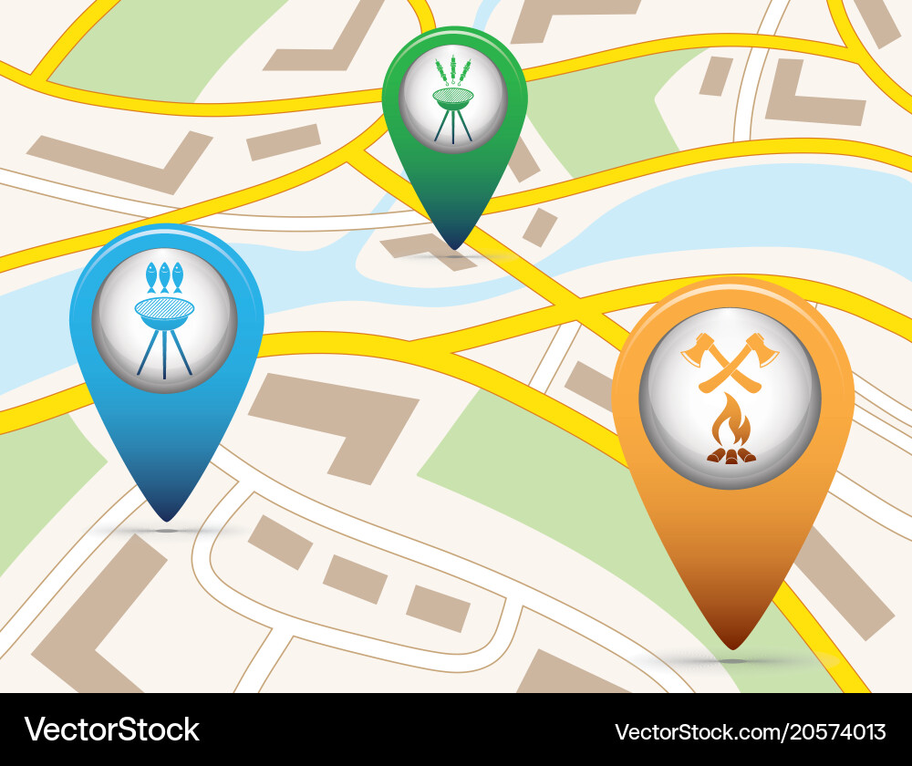 Set of tourism service map pointers vector image
