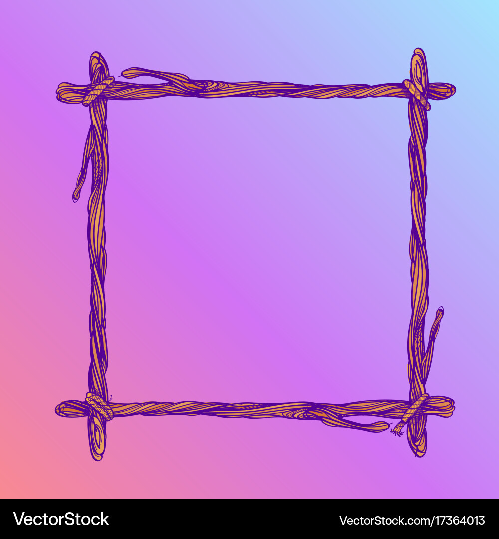 Square frame made of branches decorative element Vector Image