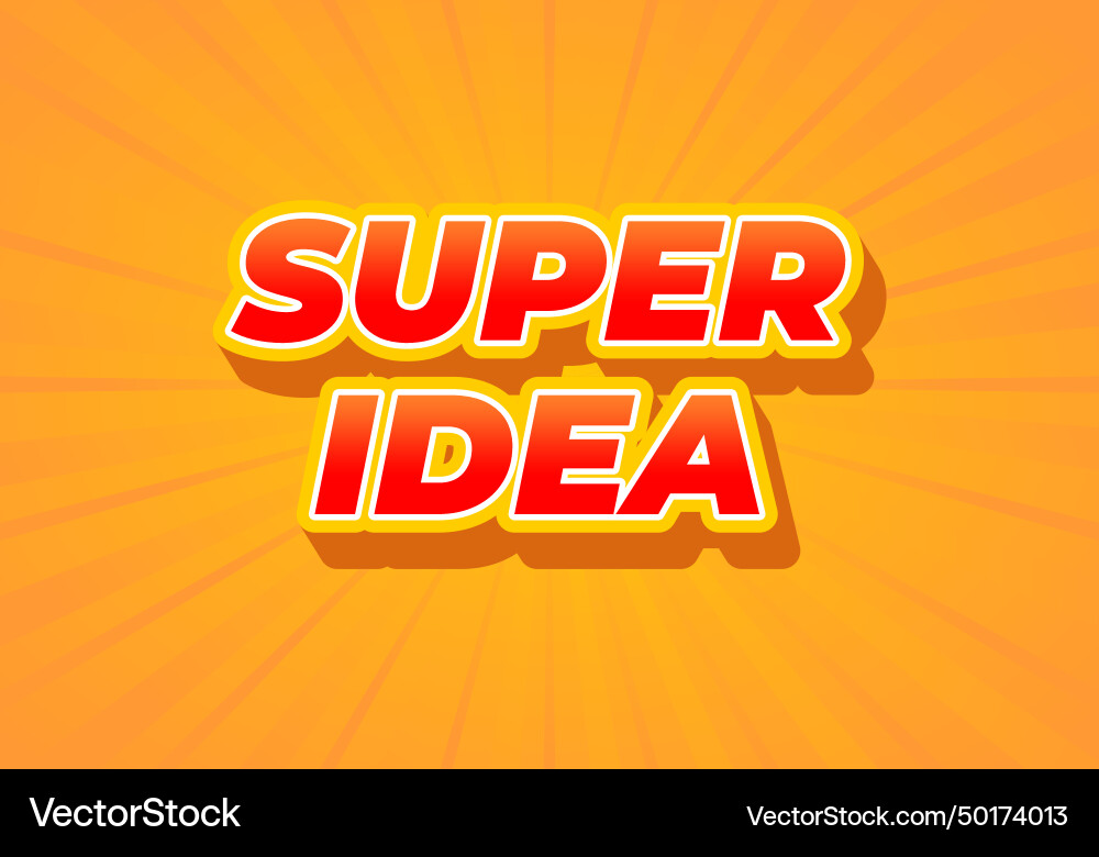 Super idea text effect in 3d look red color Vector Image