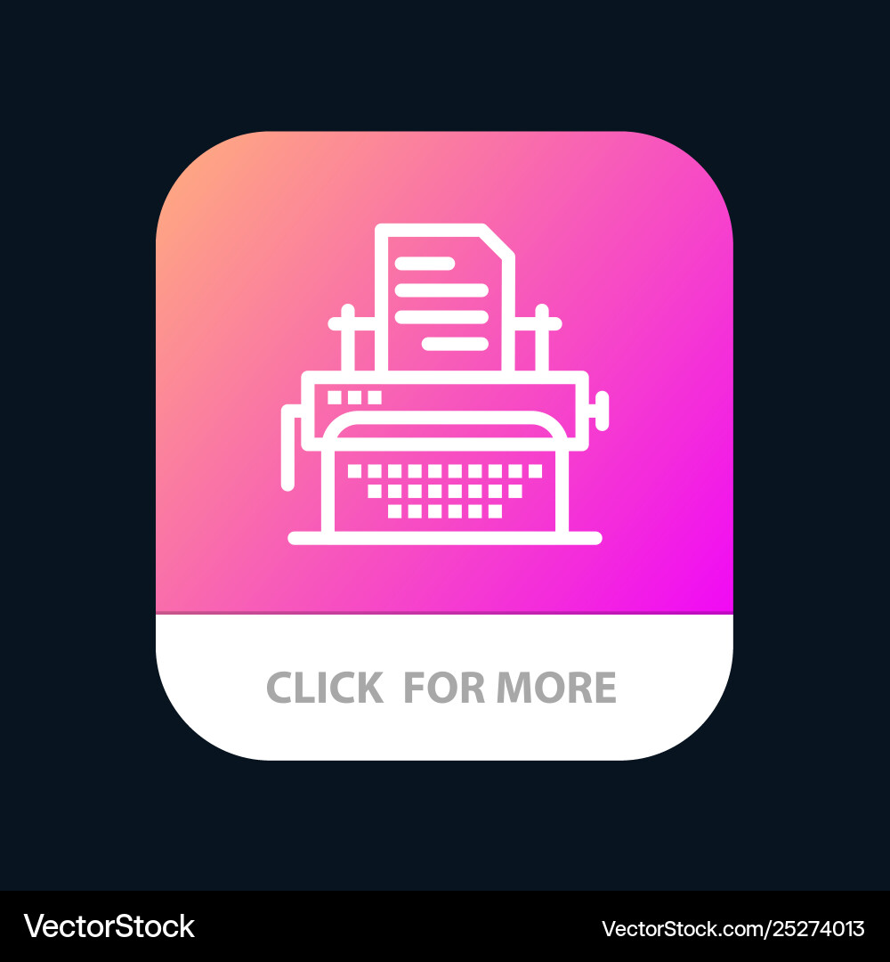 Typewriter typing document publish mobile app Typewriter typing document publish mobile app vector image