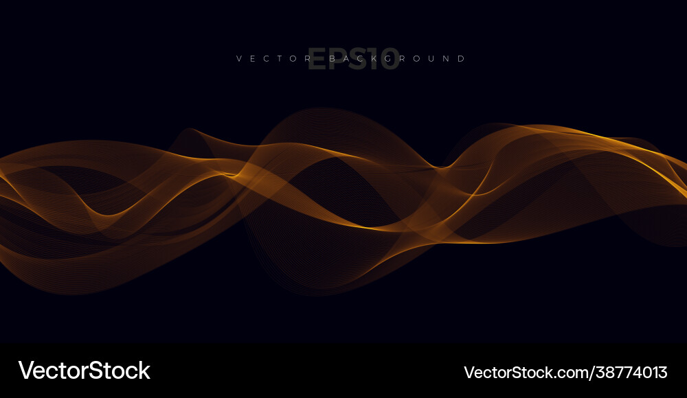 Wave element with abstract golden lines vector image