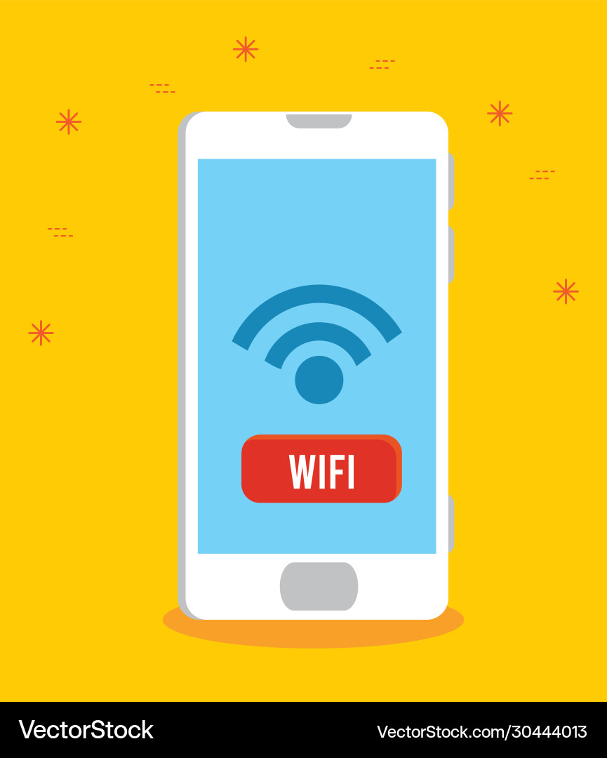 Wifi button inside smartphone design Vector Image