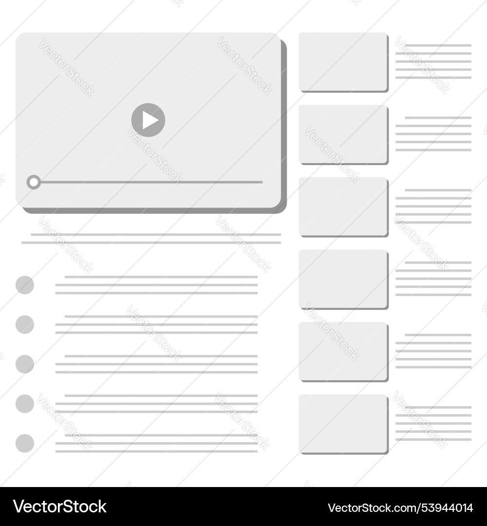 Abstract video interface layout with content Abstract video interface layout with content vector image