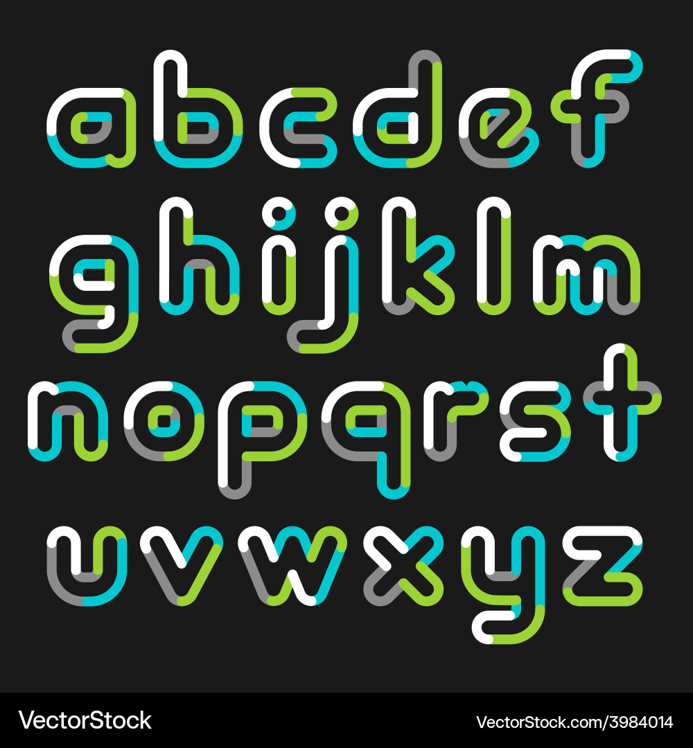 Alphabet line transparent color font style vector image