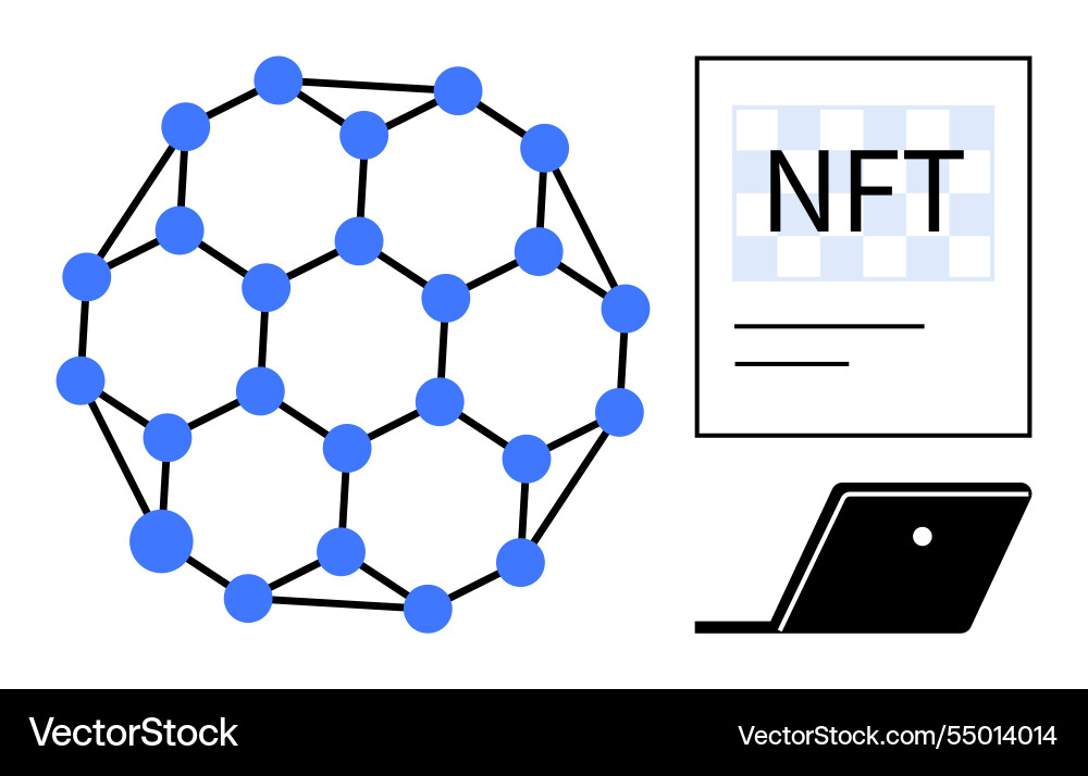 Blockchain technology synced with nfts network Blockchain technology synced with nfts network vector image