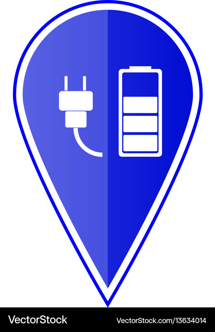 Blue map pointer with car charge station Vector Image