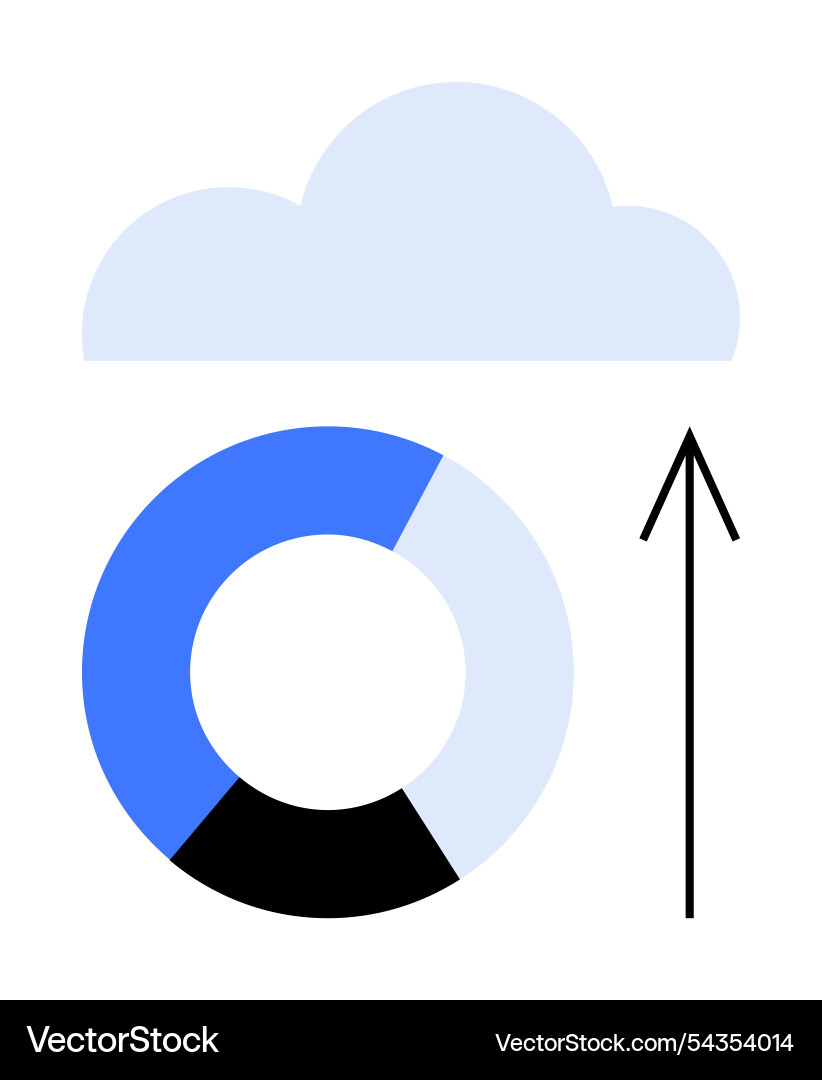 Cloud storage concept with pie chart and upward Cloud storage concept with pie chart and upward vector image