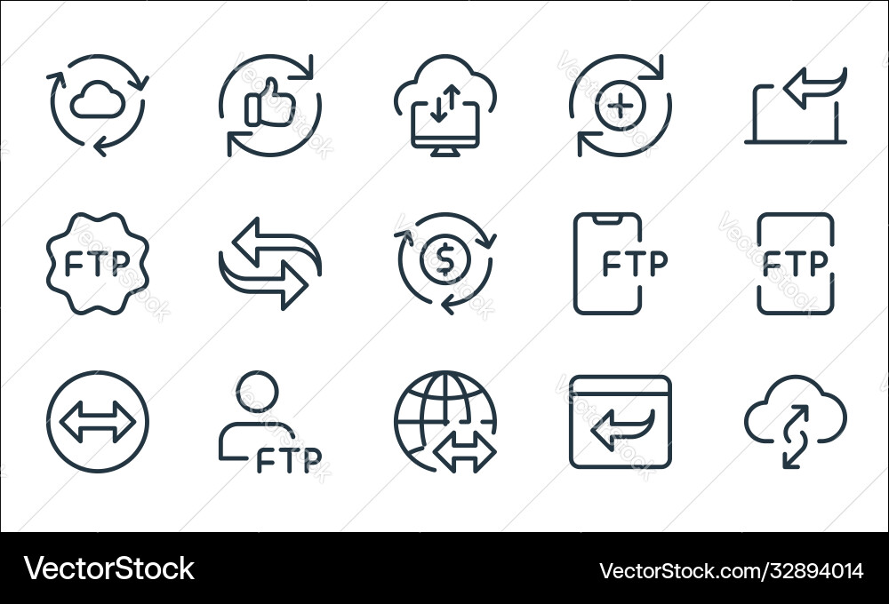 Data transfer line icons linear set quality Data transfer line icons linear set quality vector image
