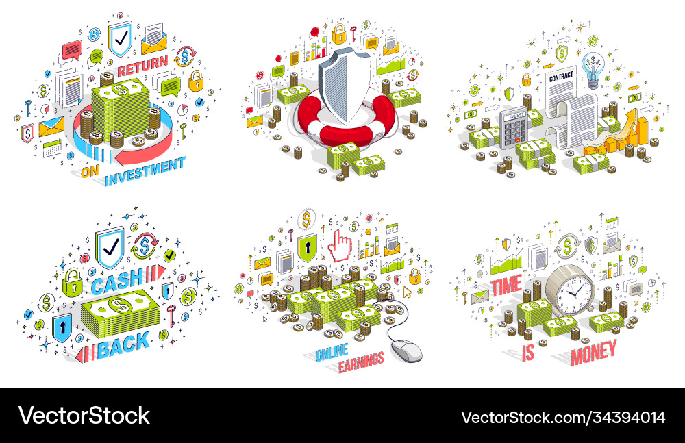 Different finance concepts 3d set isolated Different finance concepts 3d set isolated vector image