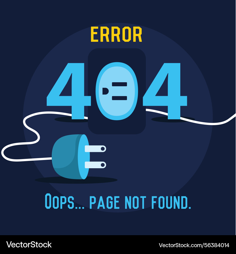 Error 404 unplug concept Vector Image