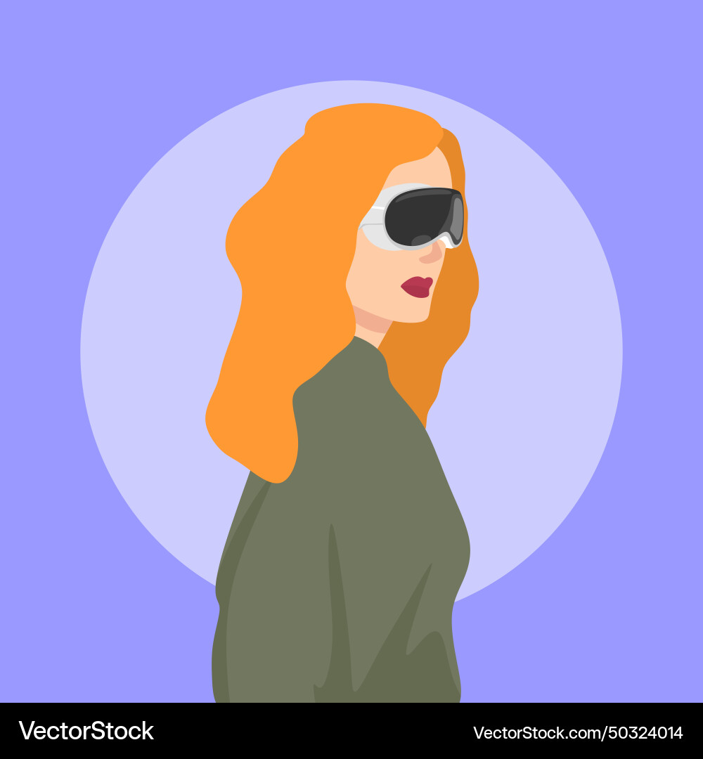 Girl using spatial computing device vector image