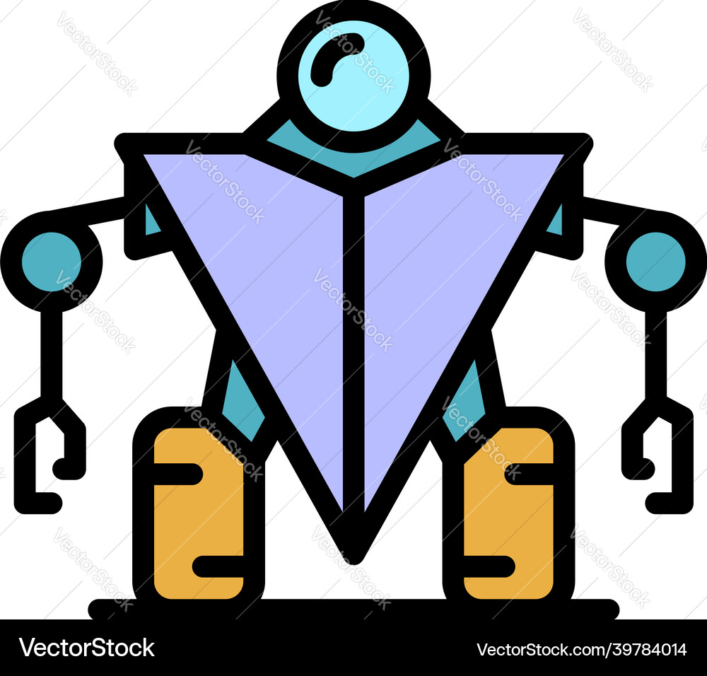 Guard robot icon color outline Guard robot icon color outline vector image