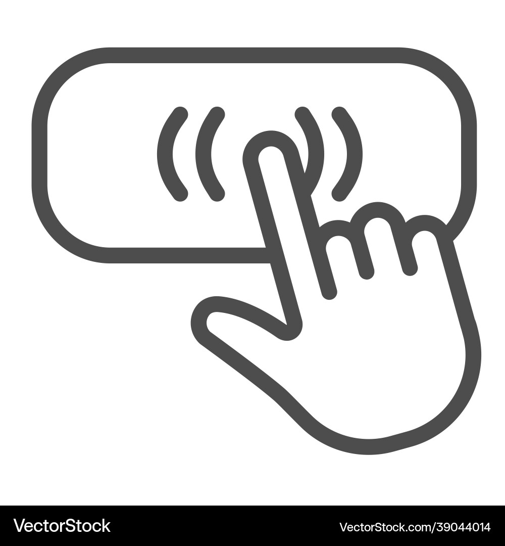 Hand cursor on button pointer clicking line Hand cursor on button pointer clicking line vector image