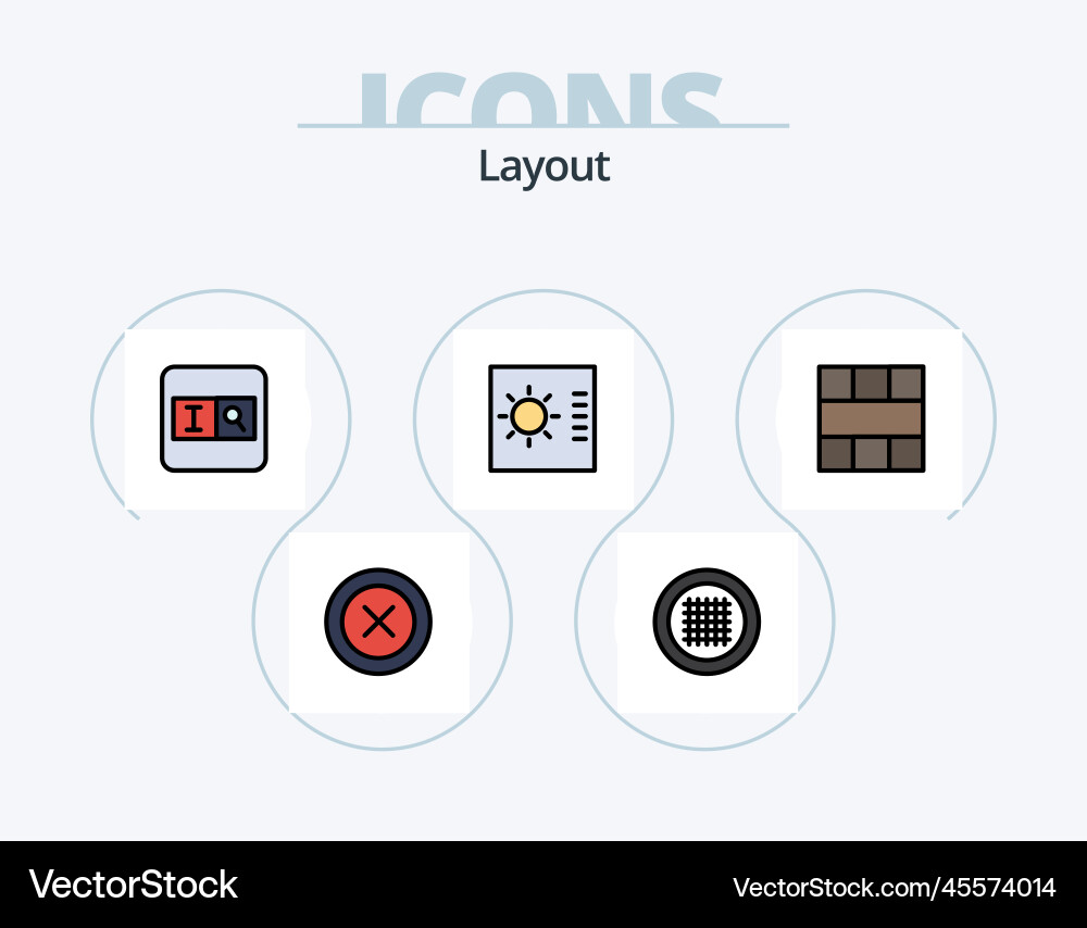 Layout line filled icon pack 5 design list vector image