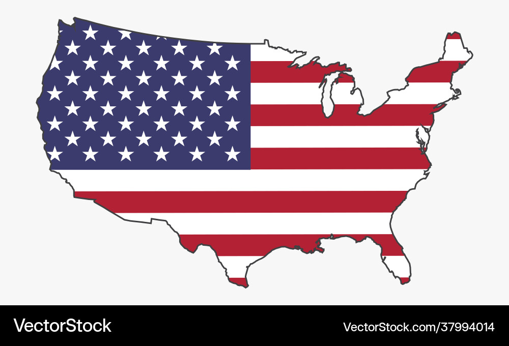 Map america flag design on white background Map america flag design on white background vector image