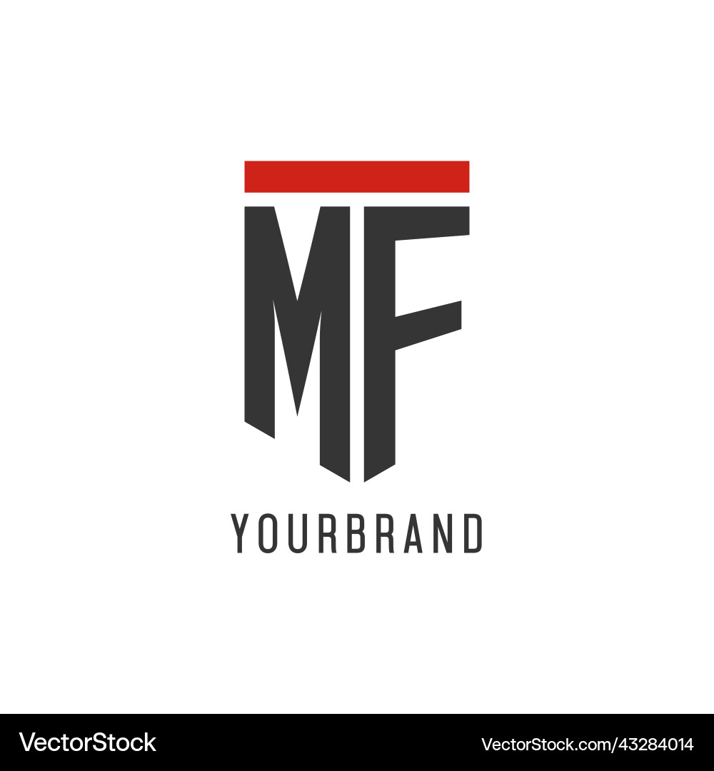 Mf initial esport logo with simple shield design Mf initial esport logo with simple shield design vector image